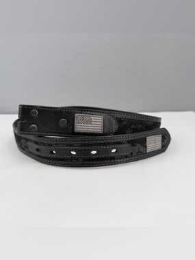 Ariat Digital Digi Camo Belt A1035001 Mens 34 Black Leather Canvas American Flag